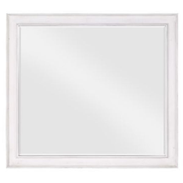 42 Inch Wall Mirror, Molded Sleek Wood Frame, White - BM275060