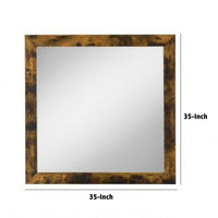 35 Inch Wood Rectangular Mirror, Portrait, Rustic Oak Brown - BM275066