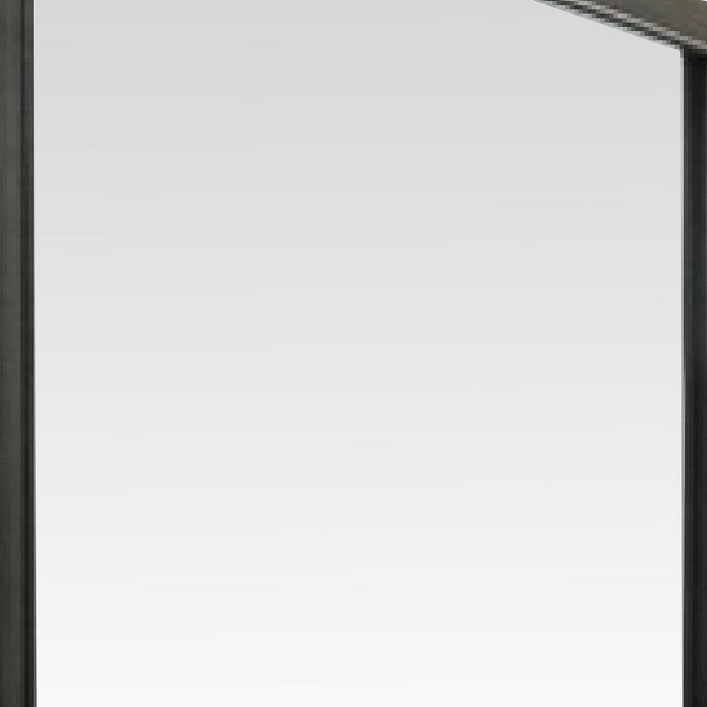 45 Inch Solid Wood Mirror, Portrait Frame, Rectangular, Gray - BM275071
