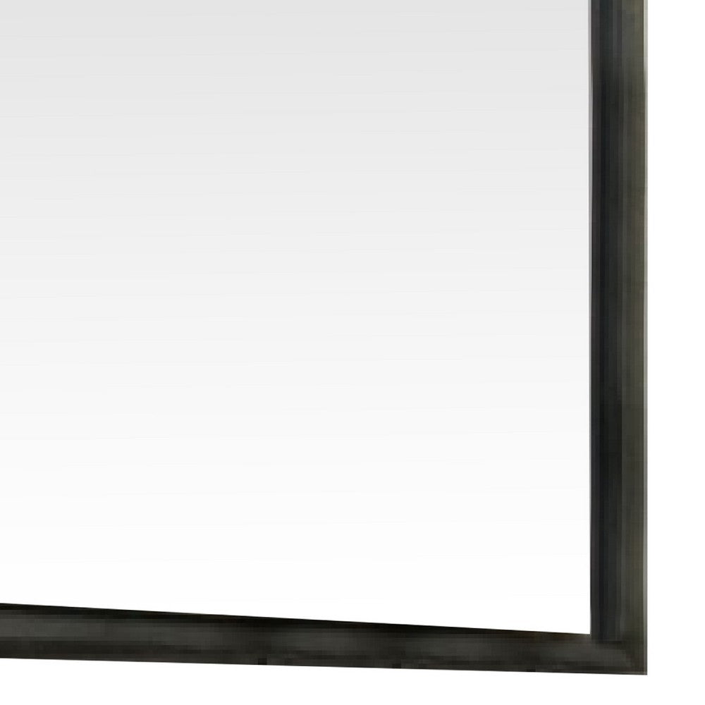 45 Inch Solid Wood Mirror, Portrait Frame, Rectangular, Gray - BM275071