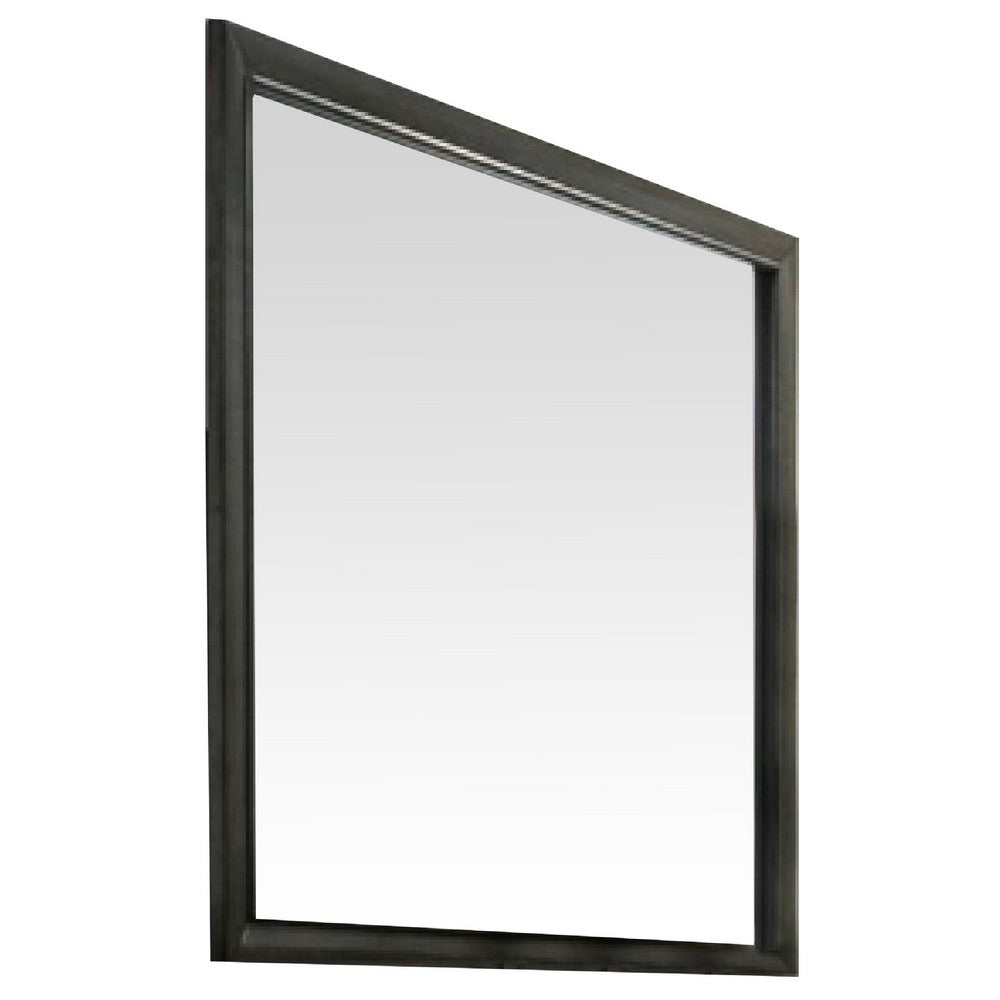45 Inch Solid Wood Mirror, Portrait Frame, Rectangular, Gray - BM275071