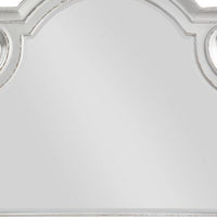 Fil 46 Inch Solid Wood Mirror, Arch Top, Scalloped, Antique White - BM275079