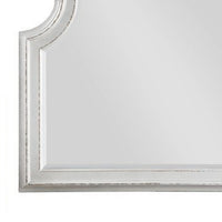 Fil 46 Inch Solid Wood Mirror, Arch Top, Scalloped, Antique White - BM275079