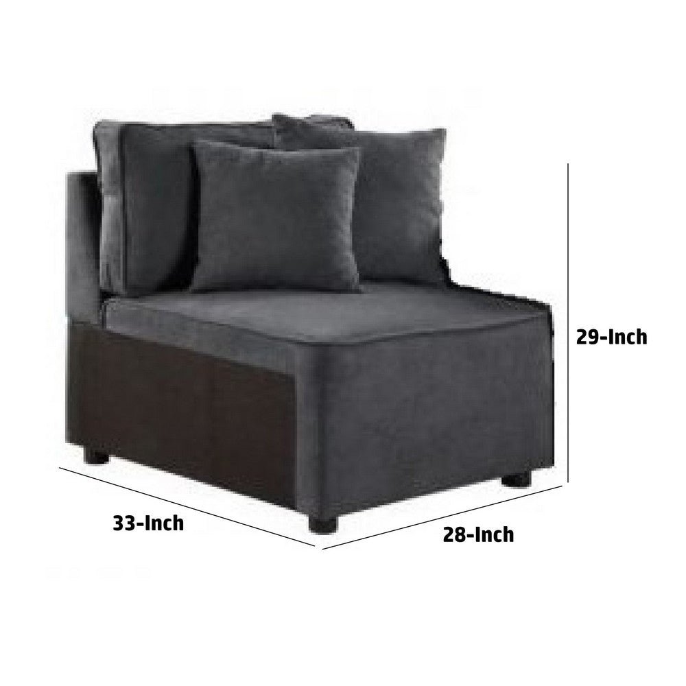 29 Inch Modular Chair, Pocket Coil, 2 Pillows, Dark Charcoal Gray - BM275087