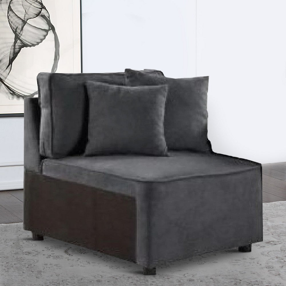 29 Inch Modular Chair, Pocket Coil, 2 Pillows, Dark Charcoal Gray - BM275087