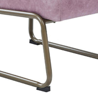 22 Inch Top Grain Leather Accent Chair, Metal Frame, Tufted Channel, Purple - BM275479