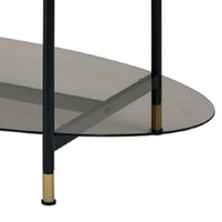 40 Inch 2 Piece Nesting Coffee Table, Faux Marble Top, Glass Shelf, Black - BM275495