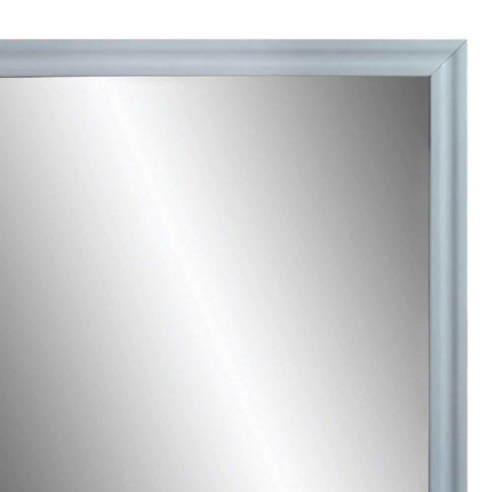 Tyra 39 Inch Wall Mirror, Rectangular Wood Frame, Gray - BM275527