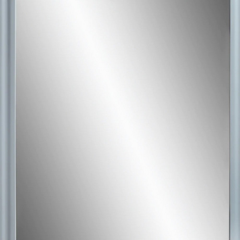 Tyra 39 Inch Wall Mirror, Rectangular Wood Frame, Gray - BM275527