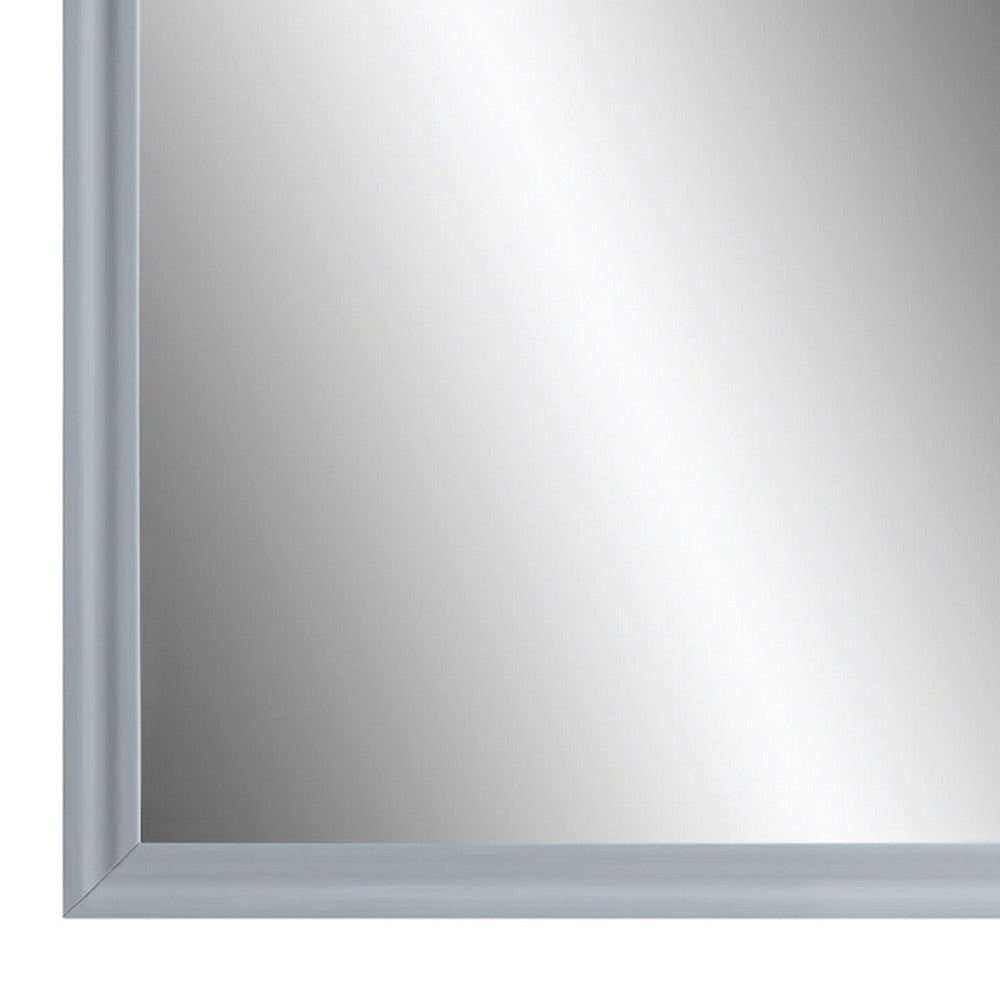 Tyra 39 Inch Wall Mirror, Rectangular Wood Frame, Gray - BM275527