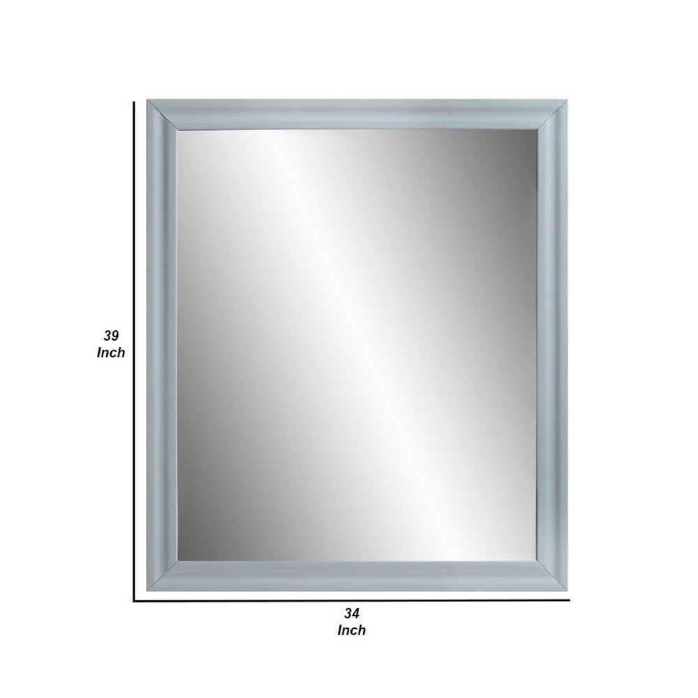 Tyra 39 Inch Wall Mirror, Rectangular Wood Frame, Gray - BM275527