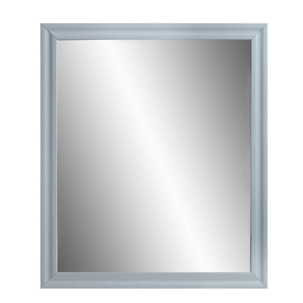 Tyra 39 Inch Wall Mirror, Rectangular Wood Frame, Gray - BM275527