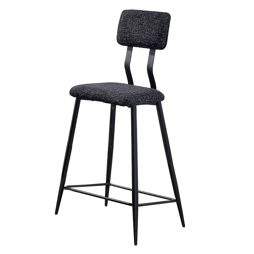 30 Inch Bar Height Chair, Padded Seating, Metal Legs, Black - BM275625