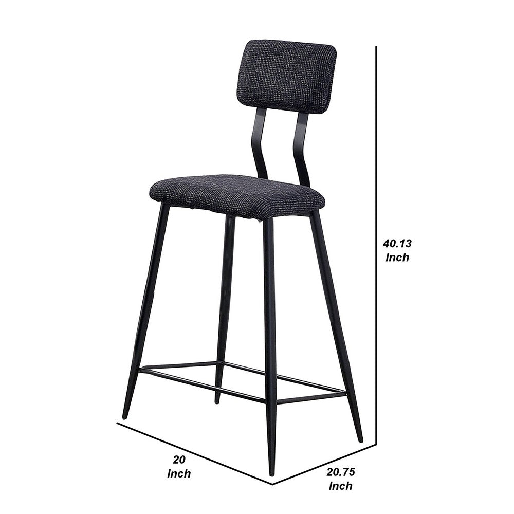 30 Inch Bar Height Chair, Padded Seating, Metal Legs, Black - BM275625