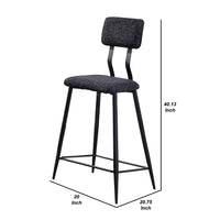 30 Inch Bar Height Chair, Padded Seating, Metal Legs, Black - BM275625