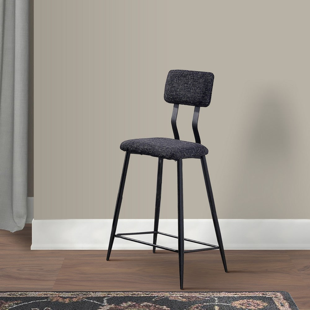 30 Inch Bar Height Chair, Padded Seating, Metal Legs, Black - BM275625