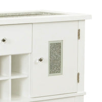 Zav 48 Inch Console Sideboard Buffet Bar Wine Cubbies, Faux Diamond Top, White - BM275651
