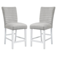 Zav 19 Inch Upholstered Counter Chair, Channel Stitching, Set of 2, Gray - BM275652