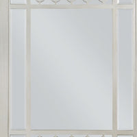 Nic 40 Inch Accent Mirror, Beveled Wood Frame Portrait, Silver - BM275685