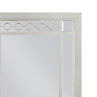 Nic 40 Inch Accent Mirror, Beveled Wood Frame Portrait, Silver - BM275685