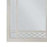 Nic 40 Inch Accent Mirror, Beveled Wood Frame Portrait, Silver - BM275685