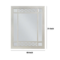 Nic 40 Inch Accent Mirror, Beveled Wood Frame Portrait, Silver - BM275685