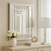 Nic 40 Inch Accent Mirror, Beveled Wood Frame Portrait, Silver - BM275685