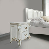 Jess 32 Inch Classic Nightstand, 2 Drawers, Molded Trim, Wood, White - BM275700