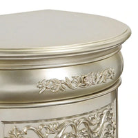 Isa 32 Inch Classic Nightstand, 2 Drawers, Ornate Carvings, Wood, Gold - BM275705