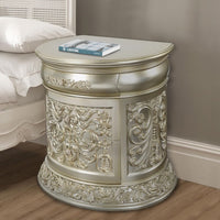 Isa 32 Inch Classic Nightstand, 2 Drawers, Ornate Carvings, Wood, Gold - BM275705