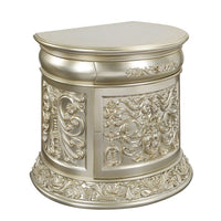 Isa 32 Inch Classic Nightstand, 2 Drawers, Ornate Carvings, Wood, Gold - BM275705