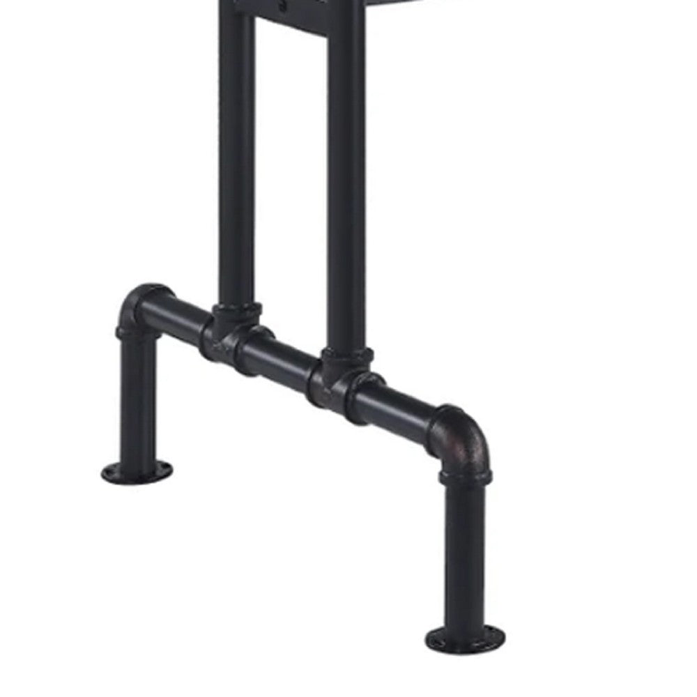 Ada 64 Inch Solid Wood Dining Table, Metal Frame, Rectangular, Brown - BM275722