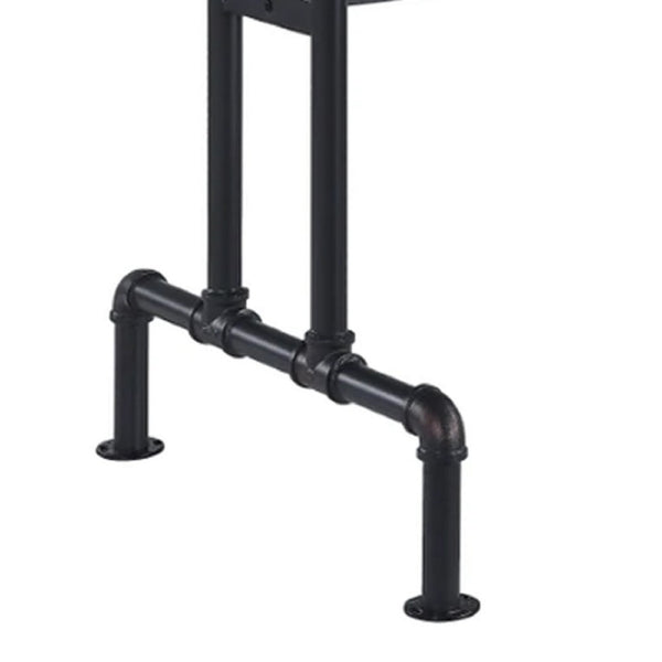 Ada 64 Inch Solid Wood Dining Table, Metal Frame, Rectangular, Brown - BM275722