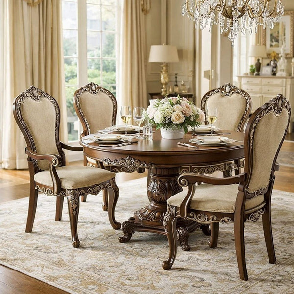 24 Inch Classic Upholstered Armchair, Scrolled Details, Nailhead, Brown - BM275732