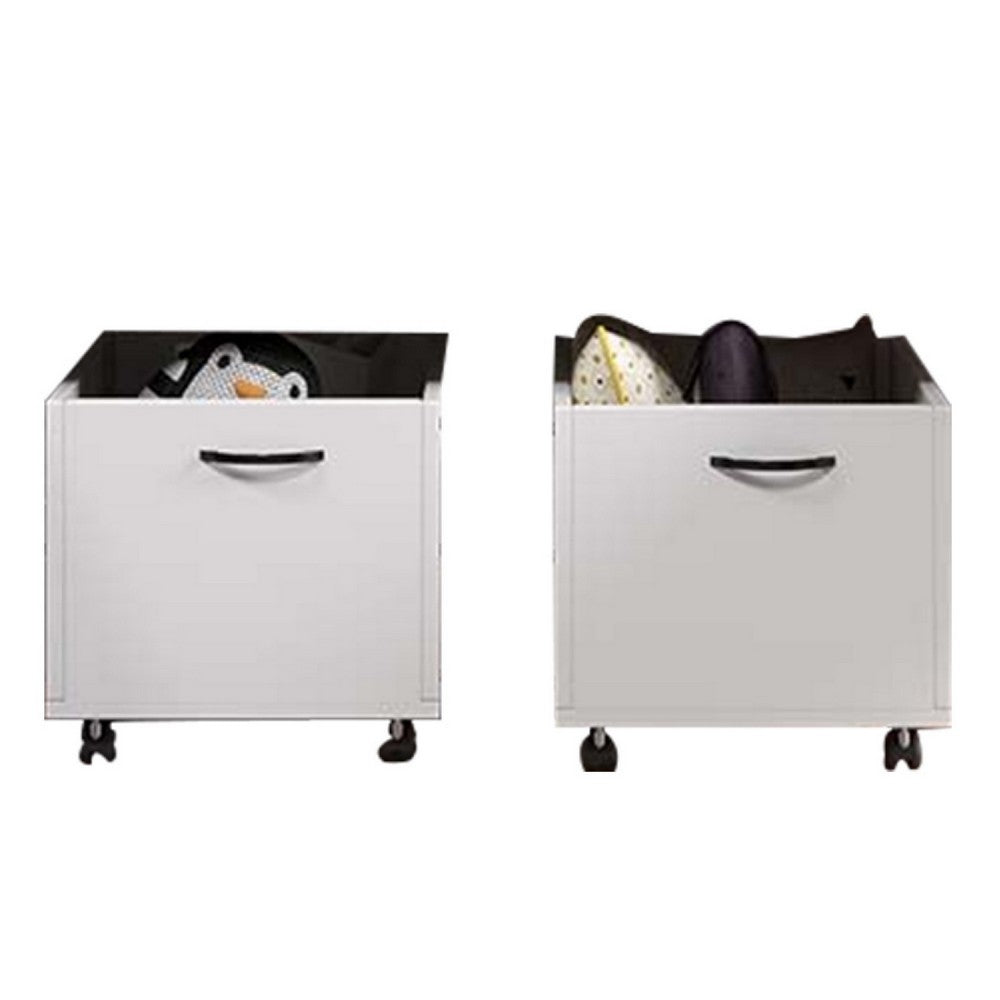 Porro Balancing Boxes ホワイト Benjara 20 Inch Multipurpose Storage Box with Caster Wheels
