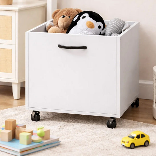 20 Inch Multipurpose Storage Box with Caster Wheels, Set of 2, White - BM275734