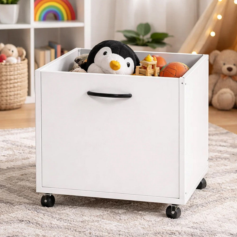 20 Inch Multipurpose Storage Box with Caster Wheels, Set of 2, White - BM275734