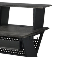 Tin 47 Inch Wood Music Desk Studio Station, Keyboard Tray, Shelves, Gray - BM276202