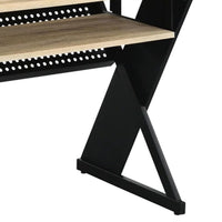 Tin 47 Inch Wood Music Desk Studio Station, Keyboard Tray, Shelves, Brown - BM276203