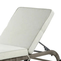 80 Inch Outdoor Patio Sun Lounge, All Weather Resin Wicker, Brown, White - BM276211