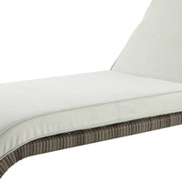 80 Inch Outdoor Patio Sun Lounge, All Weather Resin Wicker, Brown, White - BM276211