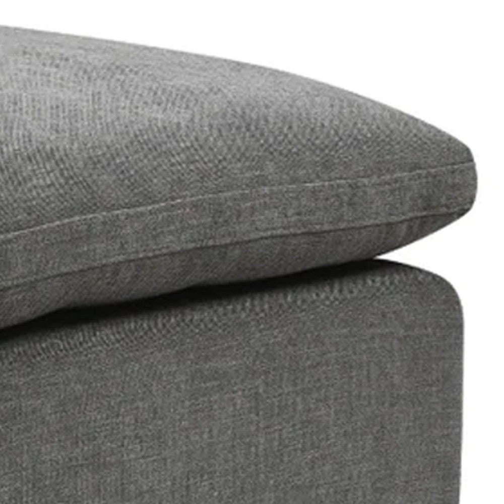 Shar 37 Inch Square Ottoman, Removable Pillow Top Cushion, Gray - BM276220