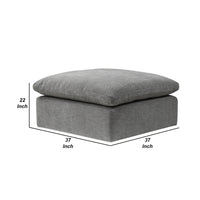 Shar 37 Inch Square Ottoman, Removable Pillow Top Cushion, Gray - BM276220