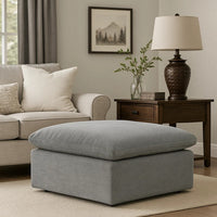 Shar 37 Inch Square Ottoman, Removable Pillow Top Cushion, Gray - BM276220