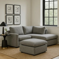 Shar 37 Inch Square Ottoman, Removable Pillow Top Cushion, Gray - BM276220