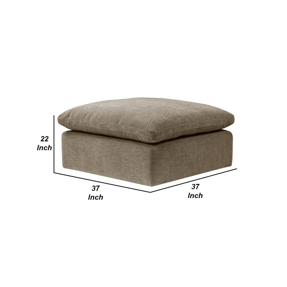 Scott 37 Inch Square Ottoman, Removable Pillow Top Cushion, Beige - BM276223