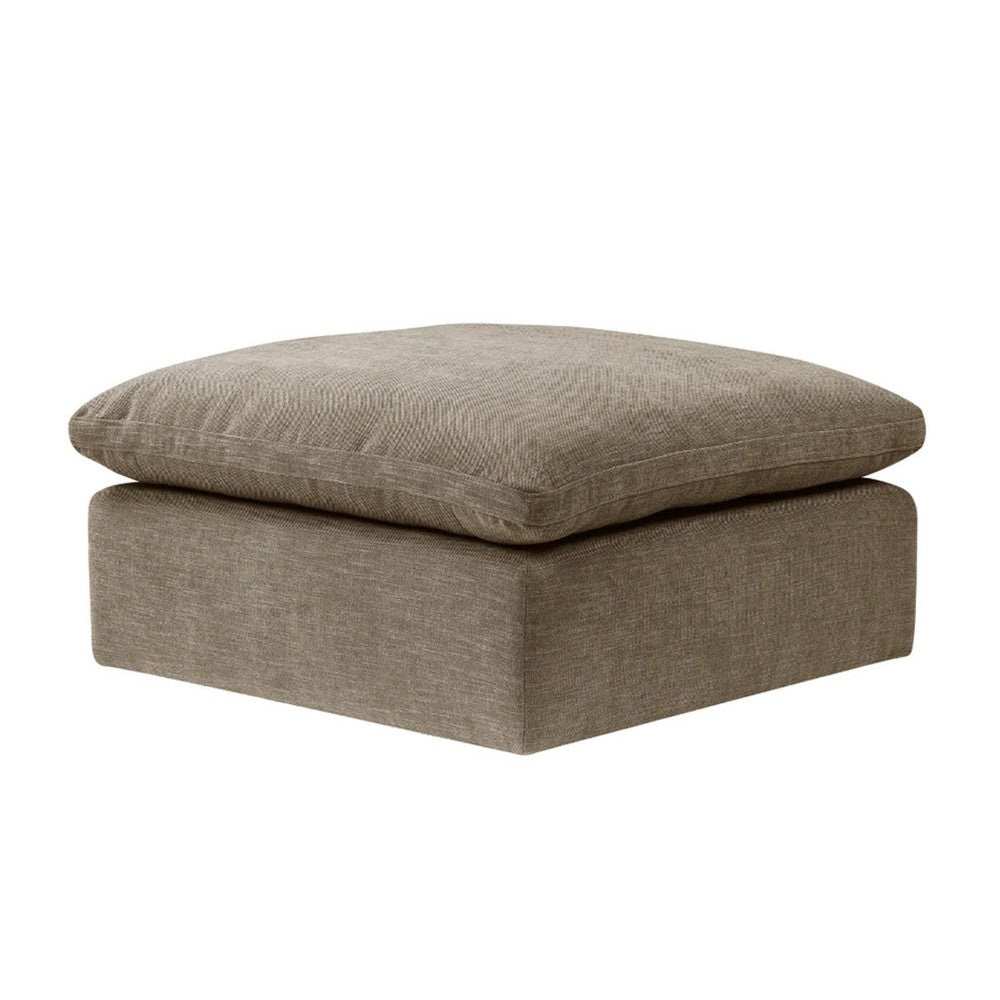 Scott 37 Inch Square Ottoman, Removable Pillow Top Cushion, Beige - BM276223