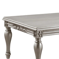 Sto 59 Inch Classic Coffee Table, Floral Trim, Turned Legs, Wood, Silver - BM276227