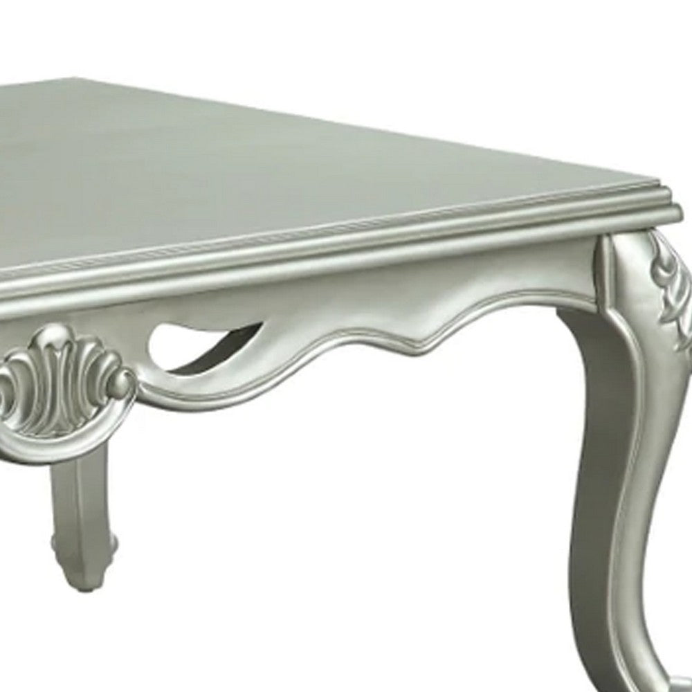 Usm 58 Inch Classic Coffee Table, Floral Trim Cabriole, Wood, Champagne - BM276232