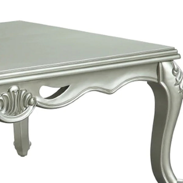 Usm 58 Inch Classic Coffee Table, Floral Trim Cabriole, Wood, Champagne - BM276232